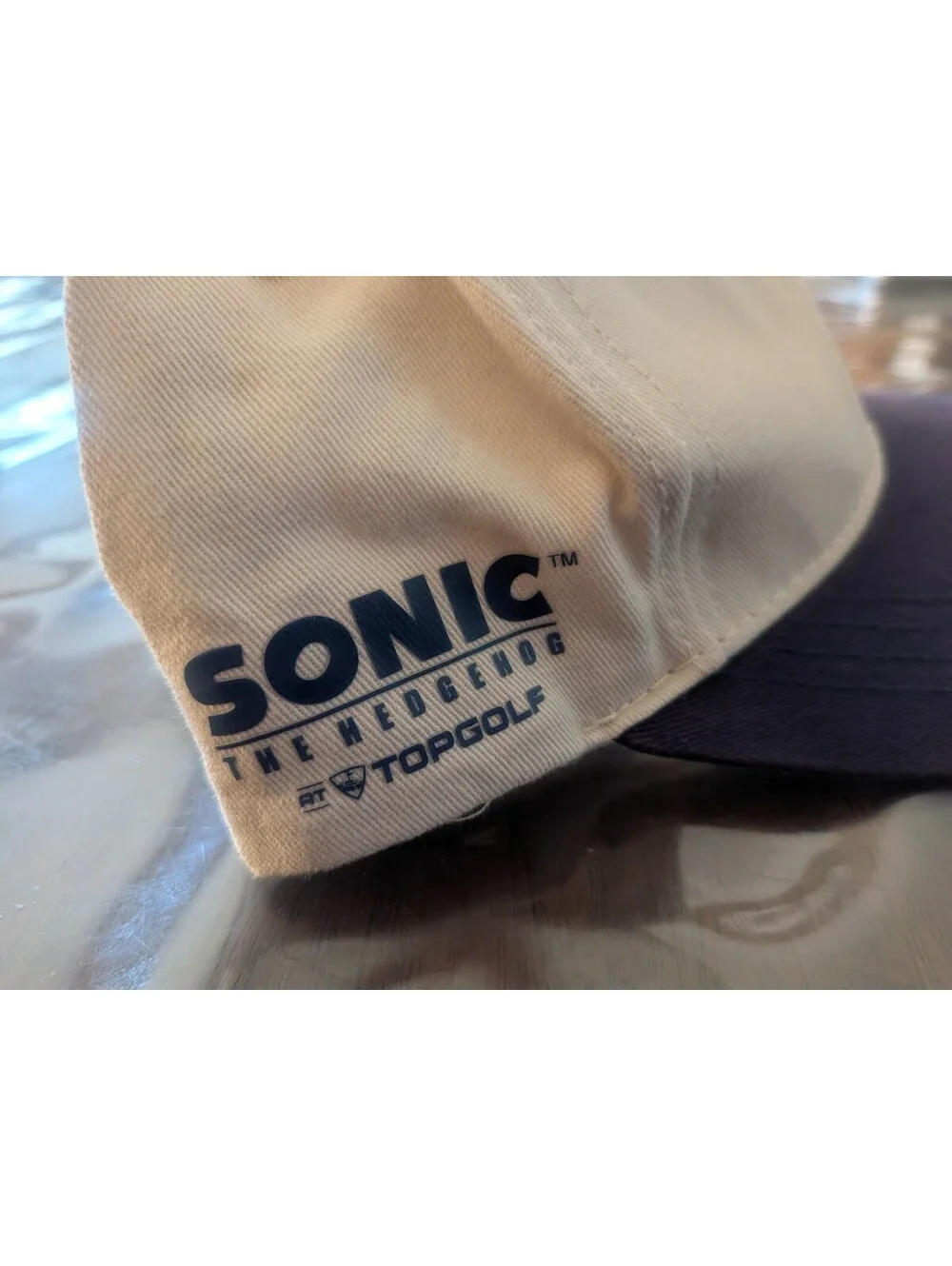 Sega Sonic The Hedgehog Top Golf Hat Cap Adjustable Cream Navy Blue Rare Used